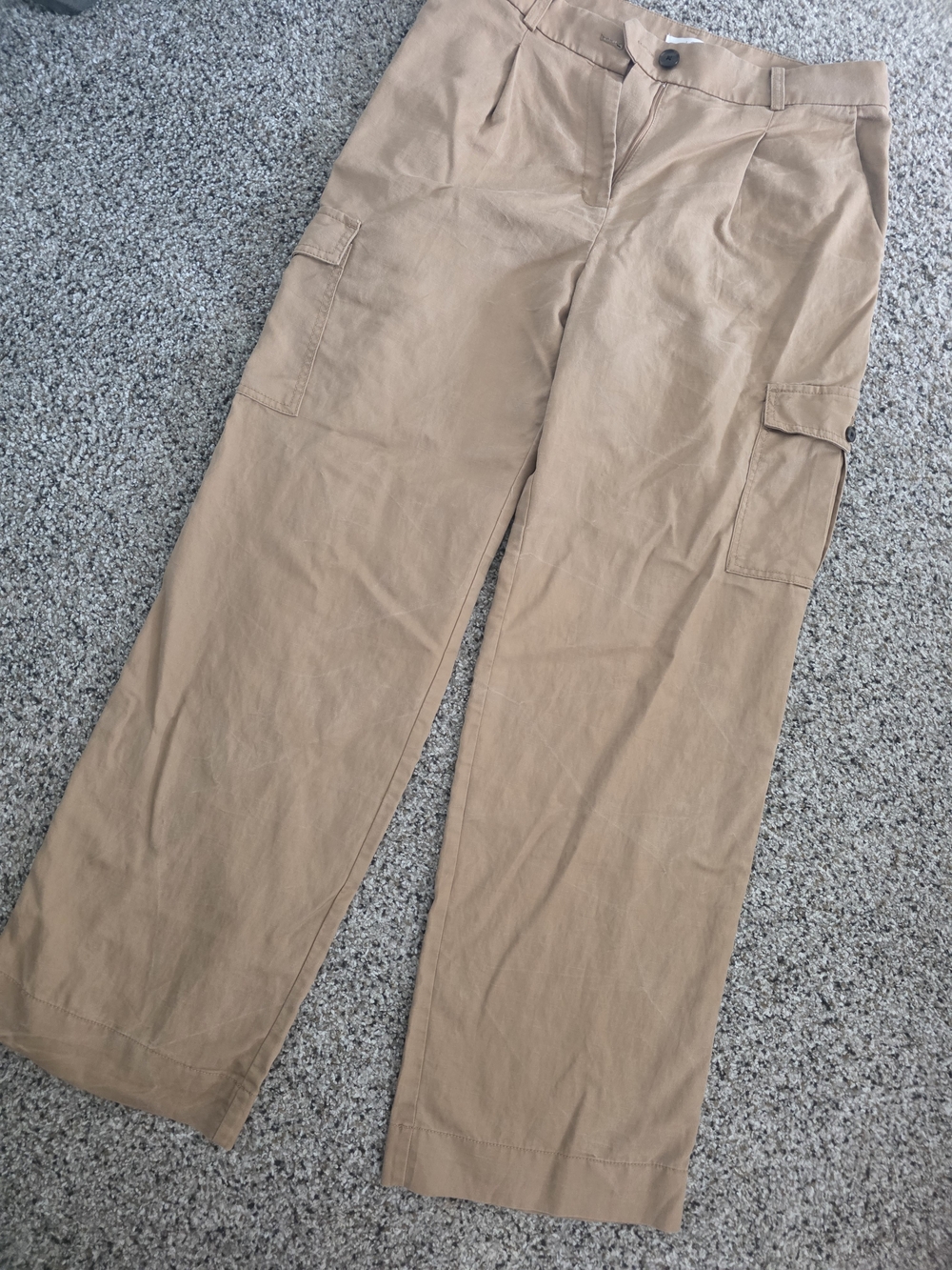 LOFT 8T Womens TALL khaki Cargo Pockets Pleated Relaxed Fit Pants